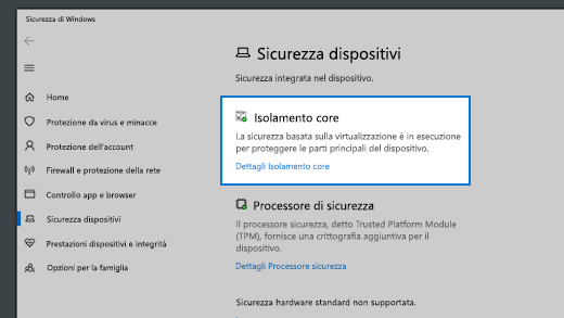 Controllare i dettagli sull'isolamento core