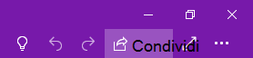 L'angolo in alto a destra della finestra di OneNote in cui si trova il pulsante Condividi.