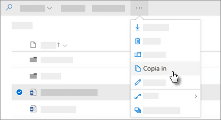 Screenshot del comando Copia in di OneDrive for Business