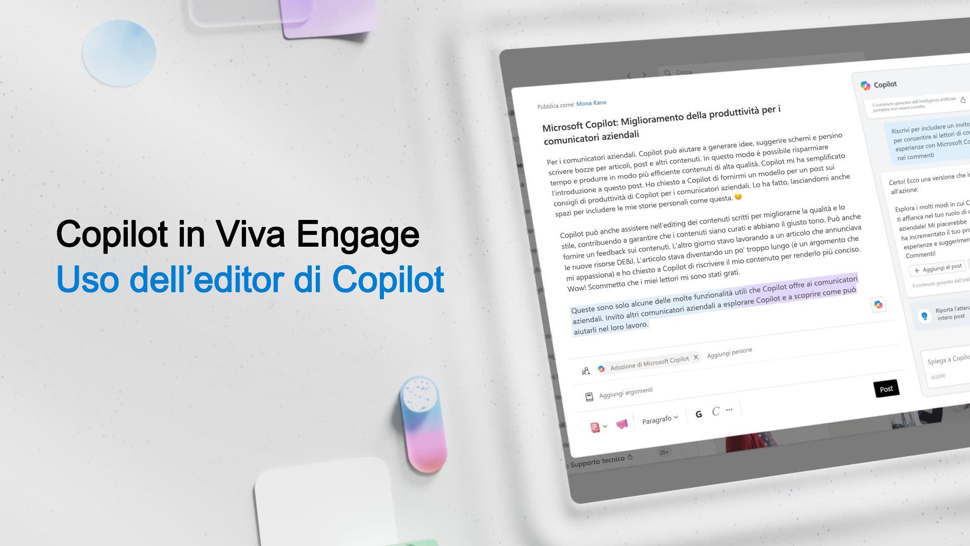 Video: Uso dell'editor Copilot in Viva Engage