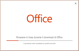 Stato di avanzamento dell'installazione dell'app di Office