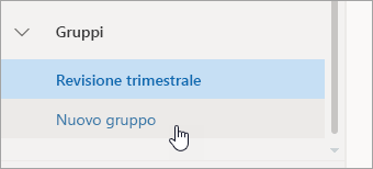 Screenshot del pulsante Nuovo gruppo