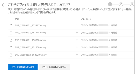 OneDrive Web サイトの [これらのファイルを右に表示する] 画面のスクリーンショット