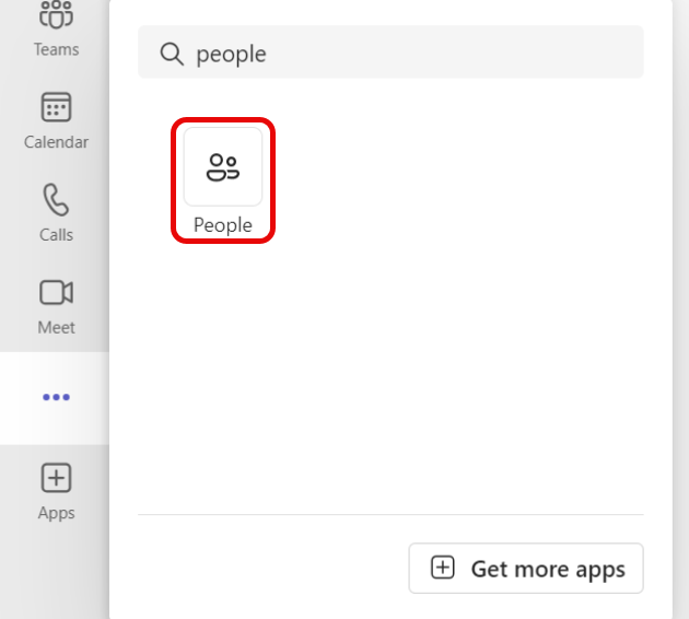 Teams で People App アイコンを見つけるスクリーンショット