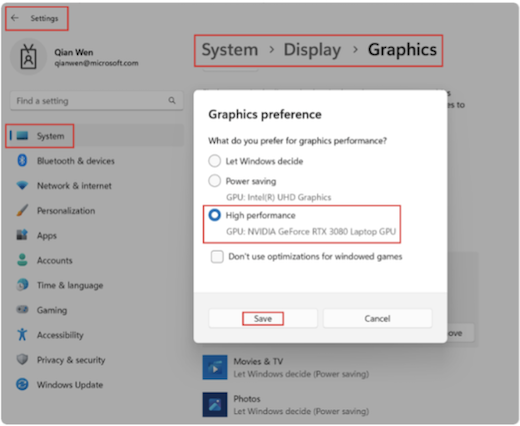 Windows GPU の設定