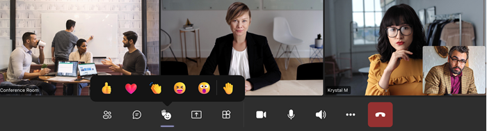 モバイル Teams 会議でのライブ 3D 絵文字の反応の画像。