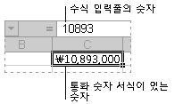 수식 입력줄 및 관련 셀