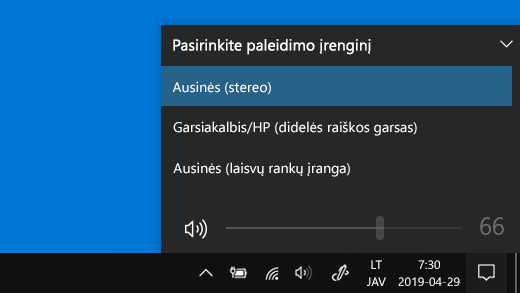 Pasirinkite „Bluetooth“ atkūrimo įrenginį