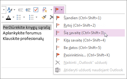 Galite sukurti užduotį, kurią galėsite sekti „Outlook“.