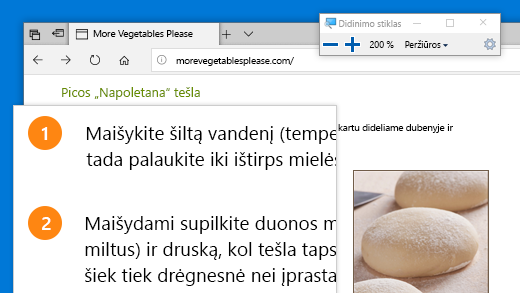 Greitai atidarykite didinamąjį stiklą paspausdami Windows logotipo klavišą + pliuso ženklą (+).