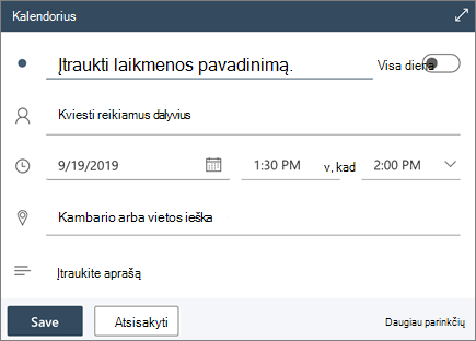 Spartusis kūrimas naudojant internetinė "Outlook"