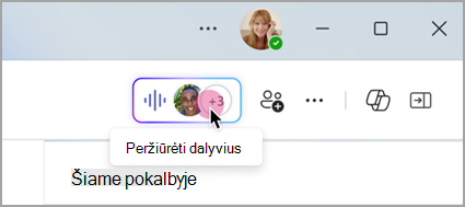 Norėdami peržiūrėti tiesioginio susitikimo dalyvius, grupės pokalbyje pasirinkite tiesioginį indikatorių.