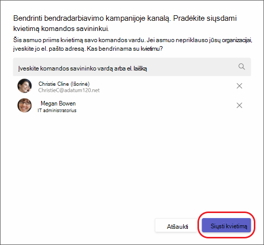 "Teams" – pakvieskite kitą komandą į bendrinamą kanalą