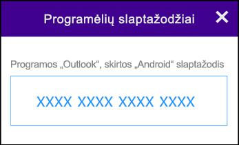 Užsirašykite savo taikomosios programos slaptažodį