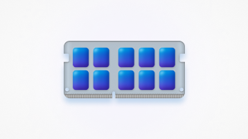 A conceptual graphic of computer memory, shown as the profile of a memory card.