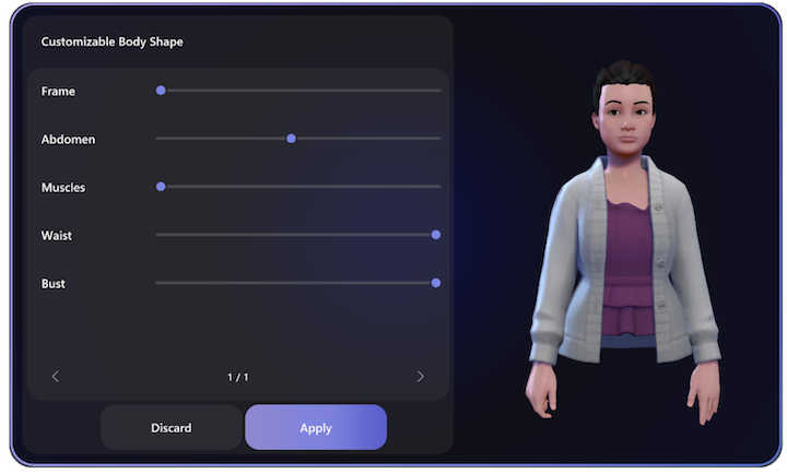 Avatar body shape slider