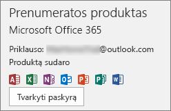 Rodoma su „Office“ susieta el. pašto paskyra