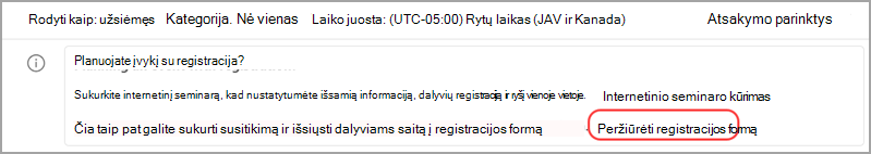 Pasirinkite Peržiūrėti registracijos formą