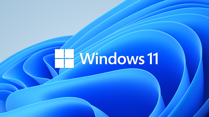 Windows 11 logotips uz zila fona