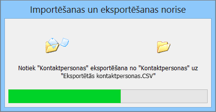 Eksportēšanas norises lodziņa attēls.