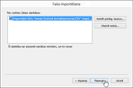 When you import Gmail contacts to your Office 365 mailbox, click the Finish button to start the migration