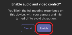 teams enable audio and video control on companion device