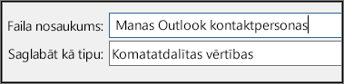 Piešķiriet jūsu kontaktpersonu failam nosaukumu.