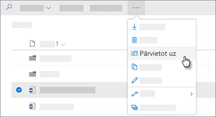 Ekrānuzņēmums ar komandu Pārvietot uz programmā OneDrive darbam