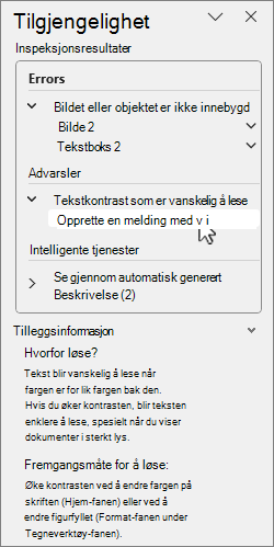 Tilgjengelighetsrute med inspeksjonsresultater