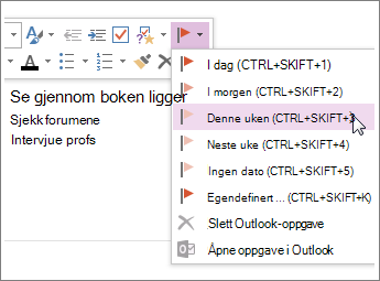 Du kan opprette en oppgave som du kan spore i Outlook.