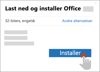 Viser Installer-knappen i dialogboksen Last ned Office