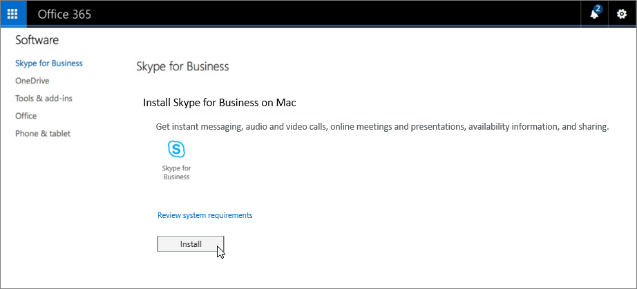 Installer Skype for Business på Mac-side