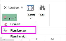 bruk slett format-knappen til å fjerne formatering