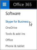 Office 365 programvareliste med Skype for Business