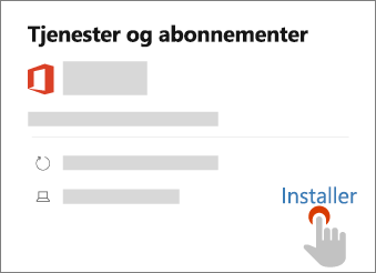 Viser installasjonskoblingen på siden Tjenester og abonnementer