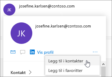 Velg de tre prikkene, og velg deretter Legg til i kontakter