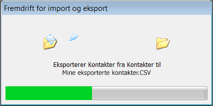 Et bilde av fremdriftsboksen for eksporteringen.