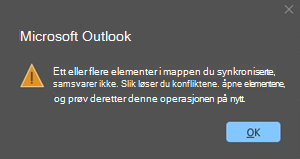 Outlook-konfliktfeil med møteelement