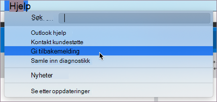 Velg Gi tilbakemelding i MacOS