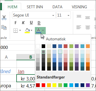 Velge en annen tekstfarge