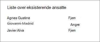 Fjern ansatte fra personalnotatblokken