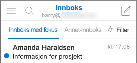 Et bilde av hvordan Outlook ser ut på en iPhone.