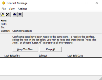 Meldingsdialogboks for Outlook-konflikt