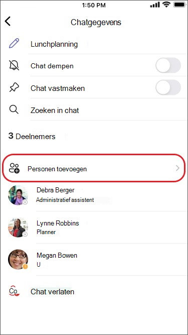 personen toevoegen aan een groepschat op mobiele apparaten