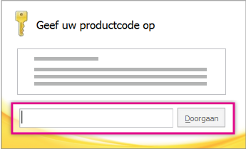 Voer de productcode in.