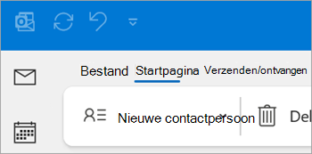 Schermopname van Nieuwe contactpersoon op het lint van klassieke Outlook