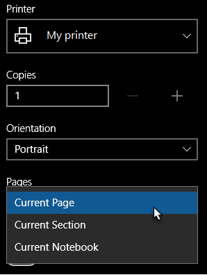 Printer-dialoogvenster met één pagina geselecteerd