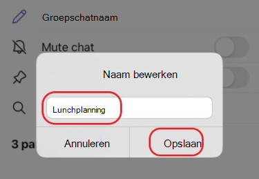 nieuwe groepschatnaam opslaan op mobiele apparaten