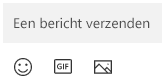 Onder het Berichtvak staan knoppen voor het invoegen van een emoji, GIF of afbeelding.