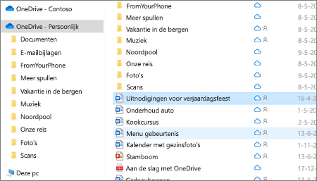 Een schermafbeelding van de map OneDrive - Persoonlijk in Verkenner.